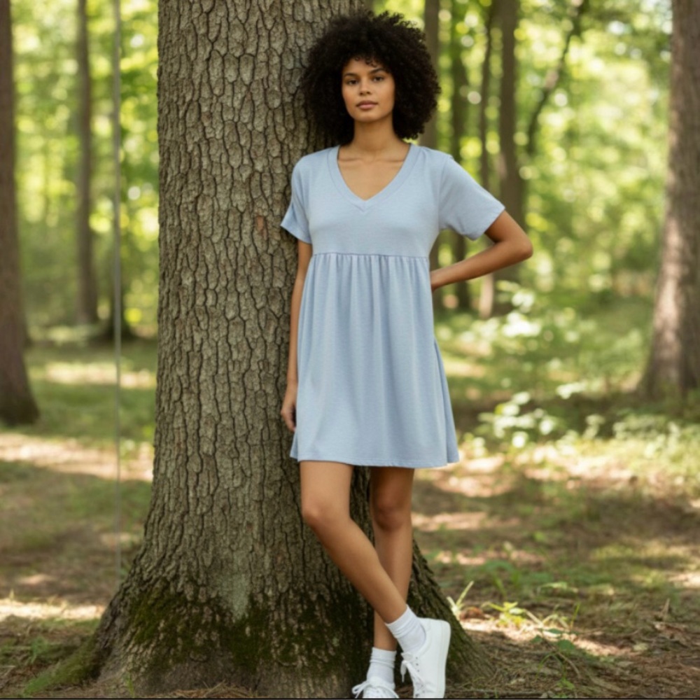 Wild Fable Blue Babydoll Seat Shirt Dress - Picture 5 of 7